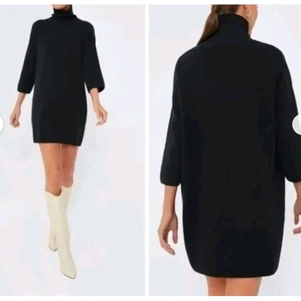 POMANDER PLACE Vivianne Sweater Dress Size L Black Women Shift Stretch Shimmer